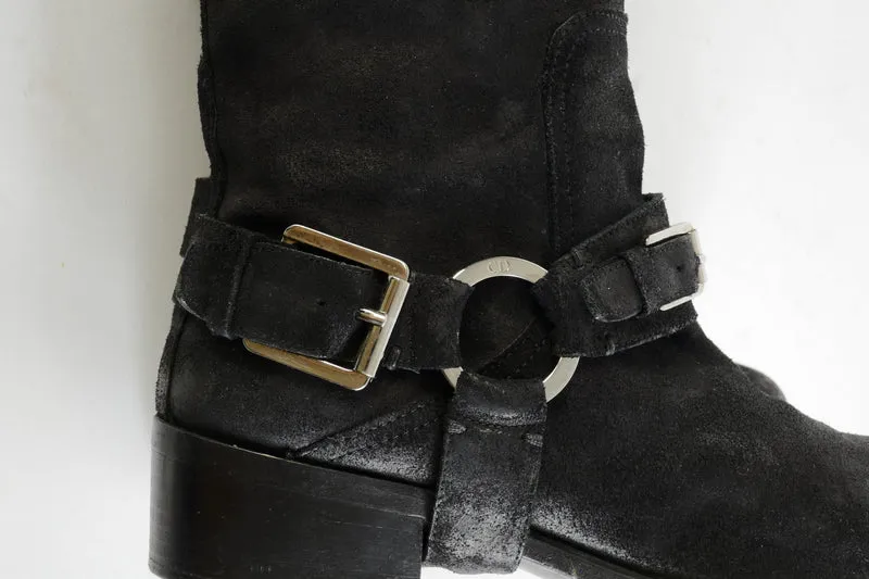 Overknees Wildleder schwarz