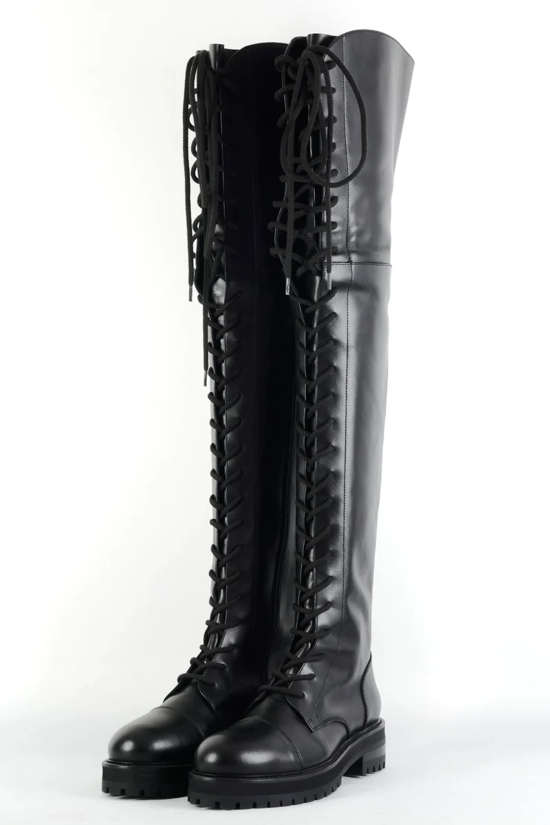 Overknees Leder schwarz