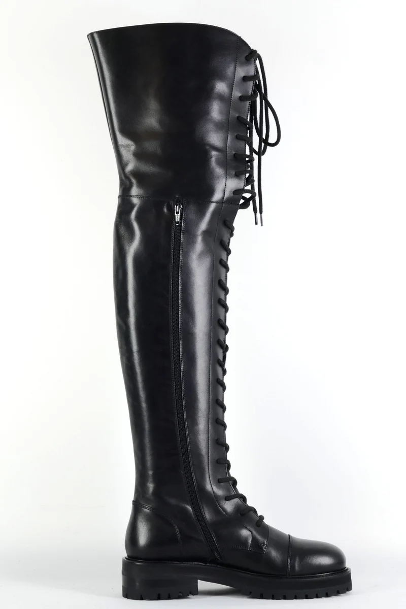 Overknees Leder schwarz