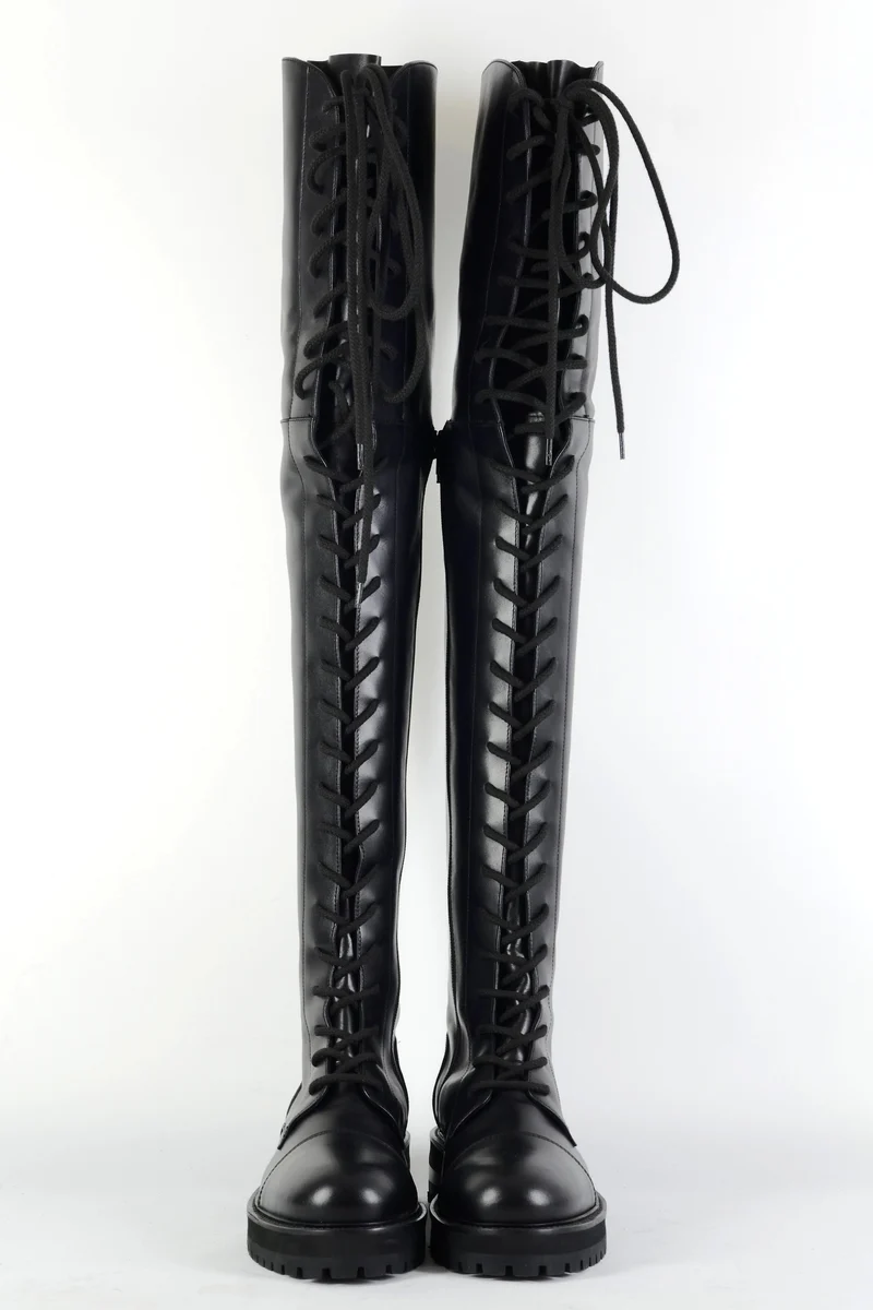 Overknees Leder schwarz