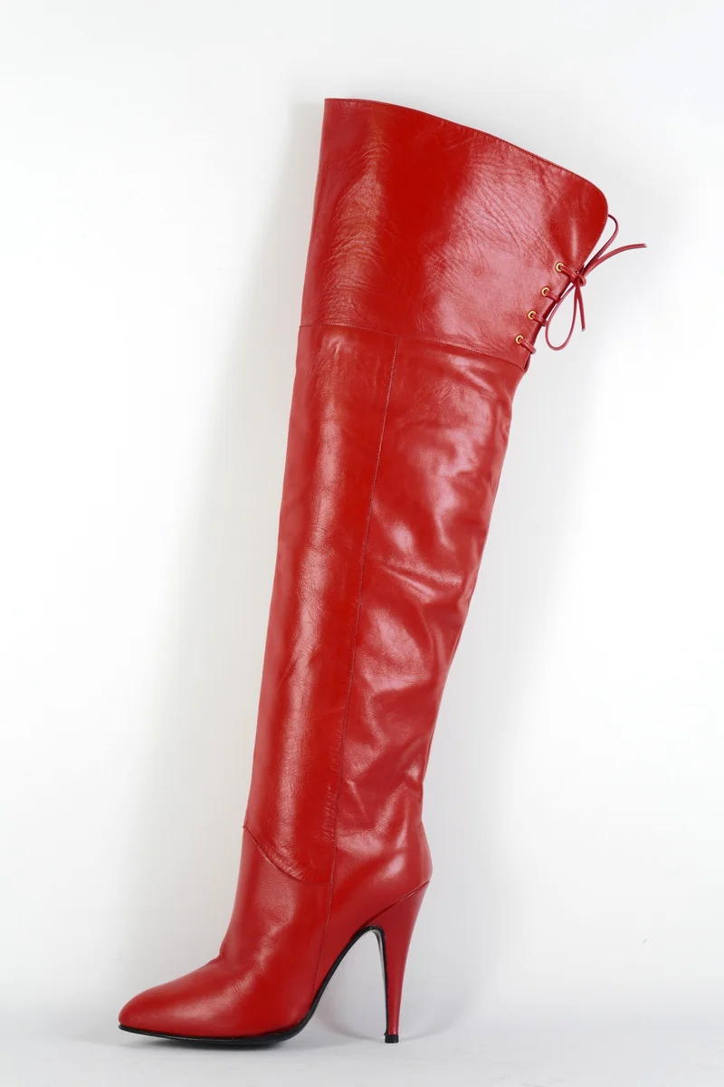 Vintage-Stiefel Leder rot