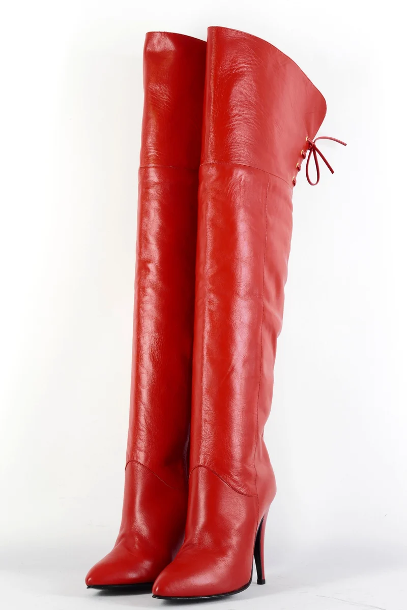 Vintage-Stiefel Leder rot