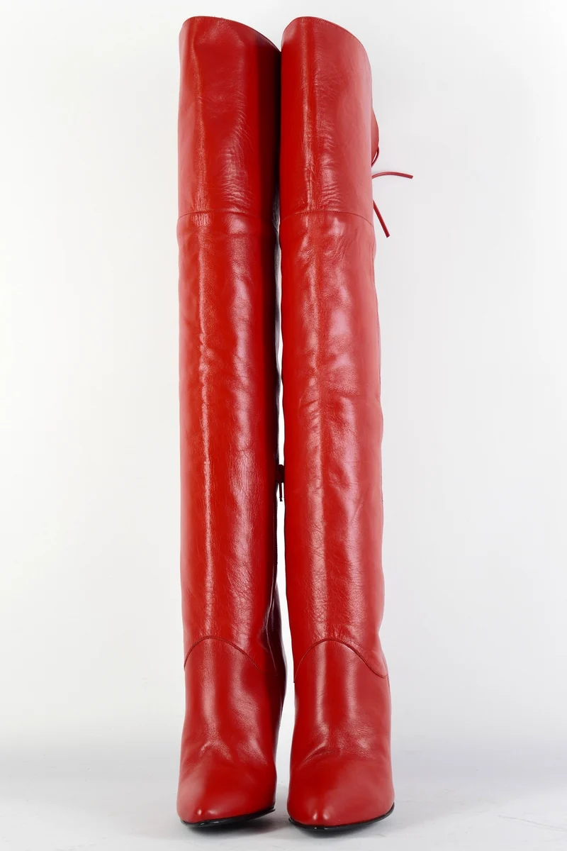 Vintage-Stiefel Leder rot