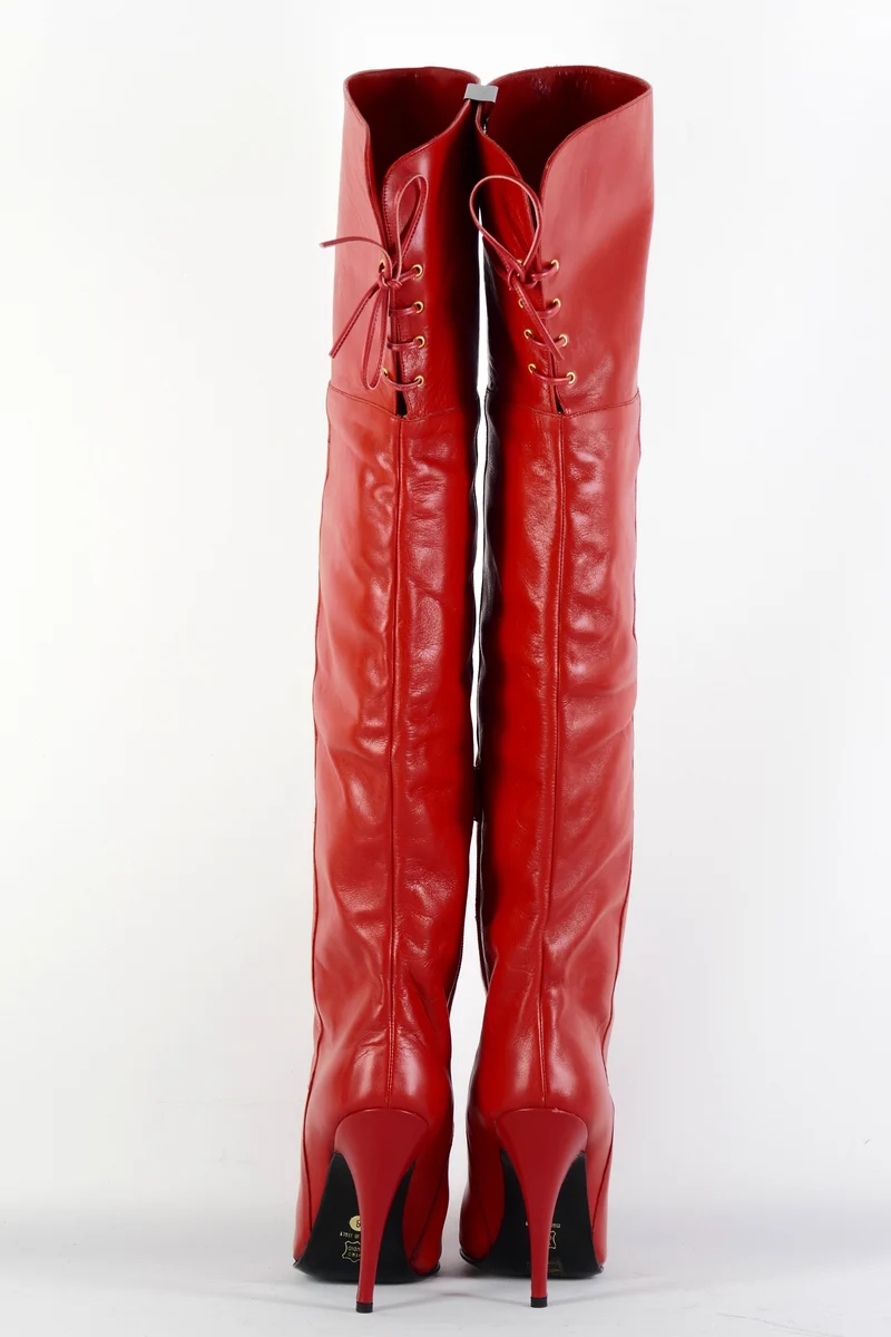 Vintage-Stiefel Leder rot
