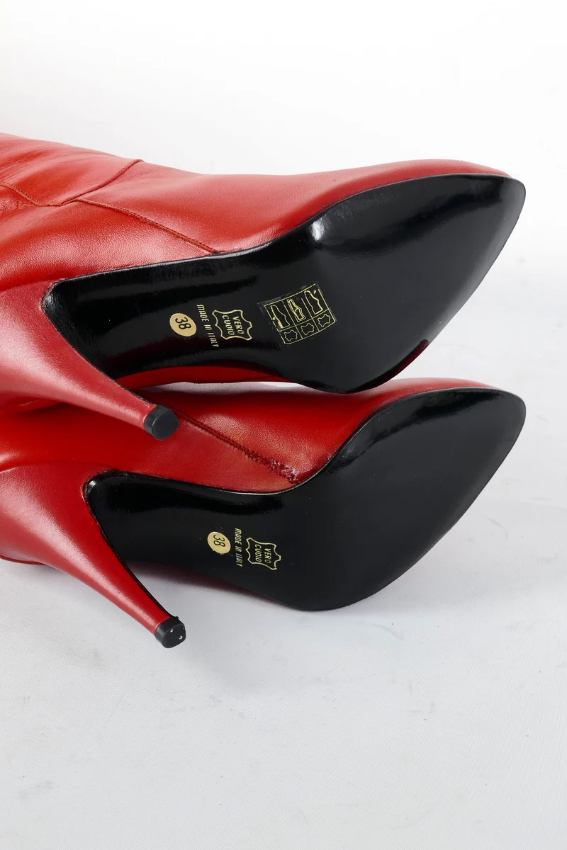 Vintage-Stiefel Leder rot