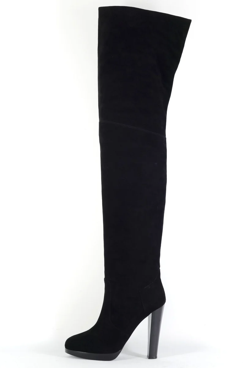 Overknees Wildleder schwarz
