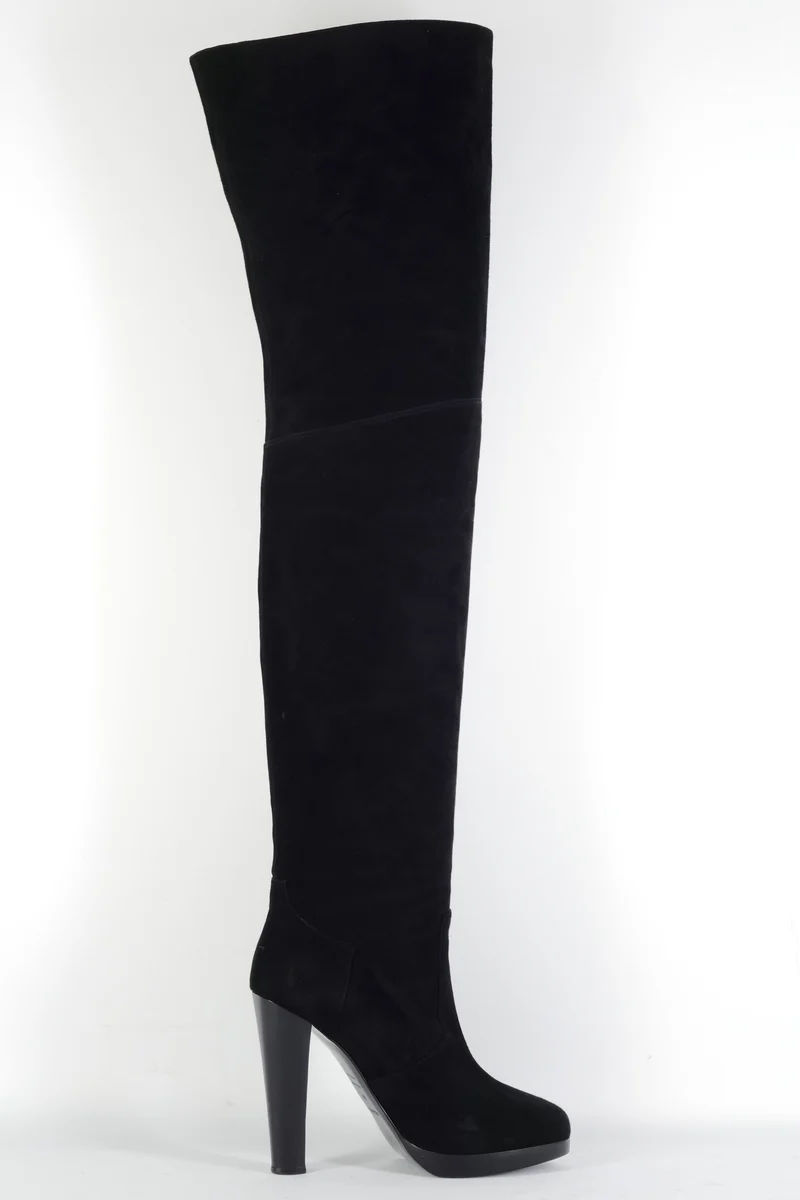 Overknees Wildleder schwarz