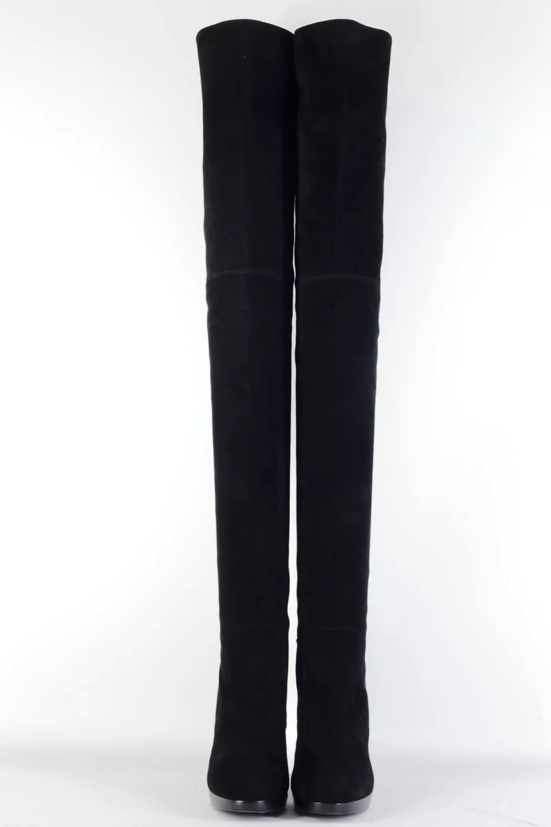 Overknees Wildleder schwarz