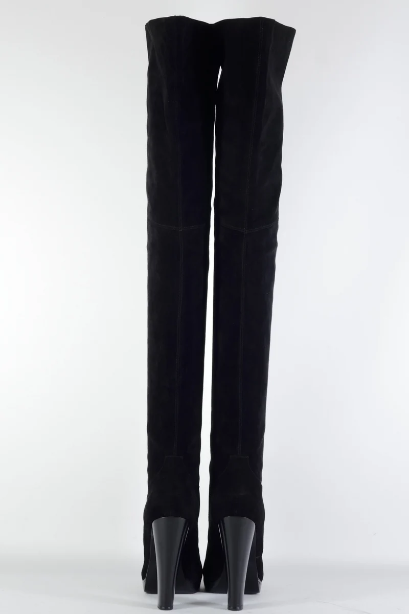 Overknees Wildleder schwarz