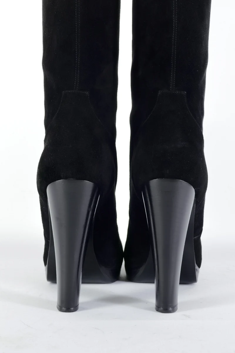 Overknees Wildleder schwarz