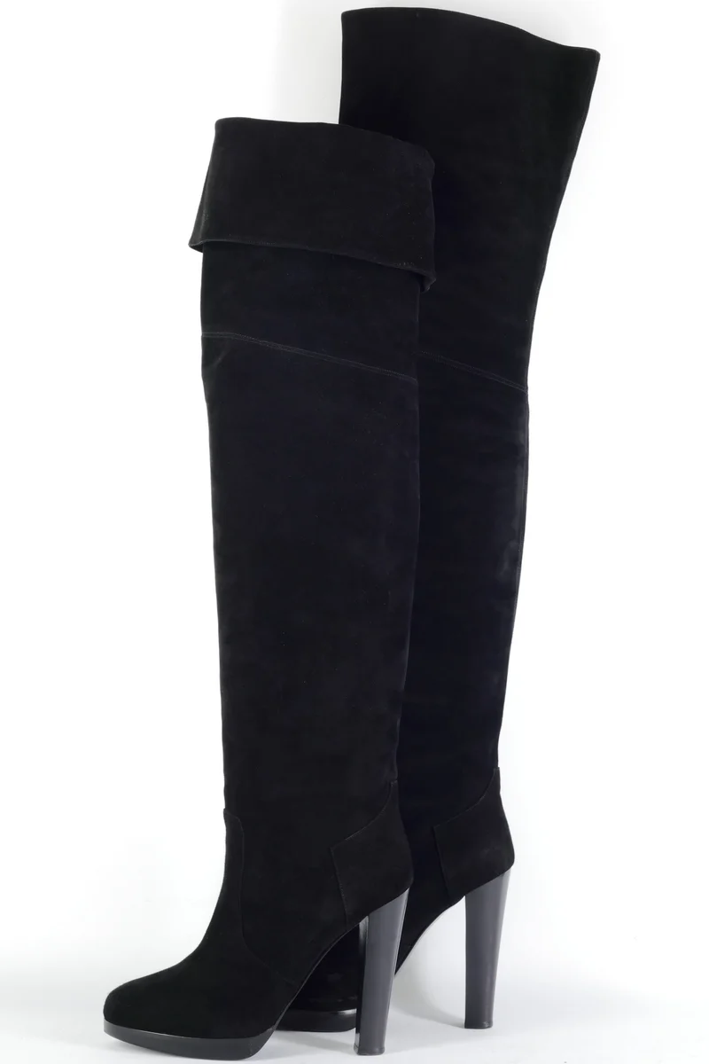 Overknees Wildleder schwarz