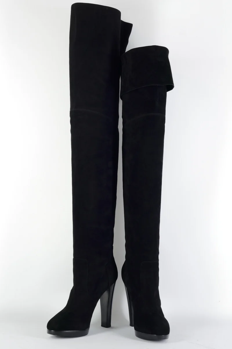 Overknees Wildleder schwarz