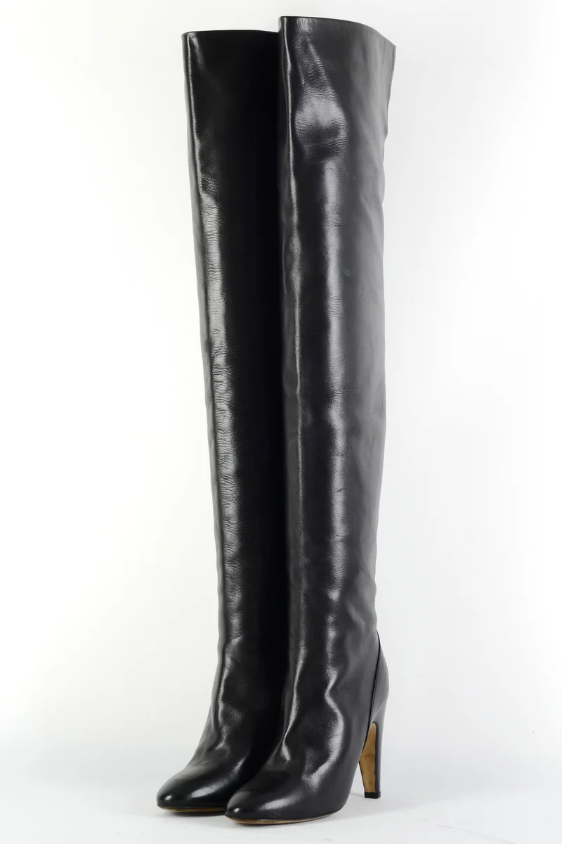 Overknees Leder schwarz