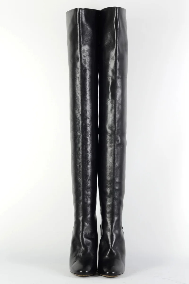 Overknees Leder schwarz