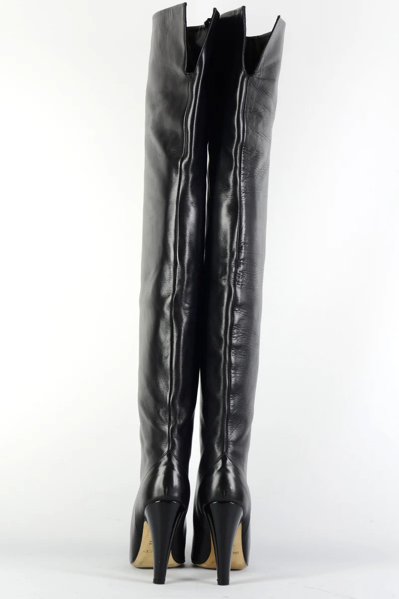 Overknees Leder schwarz