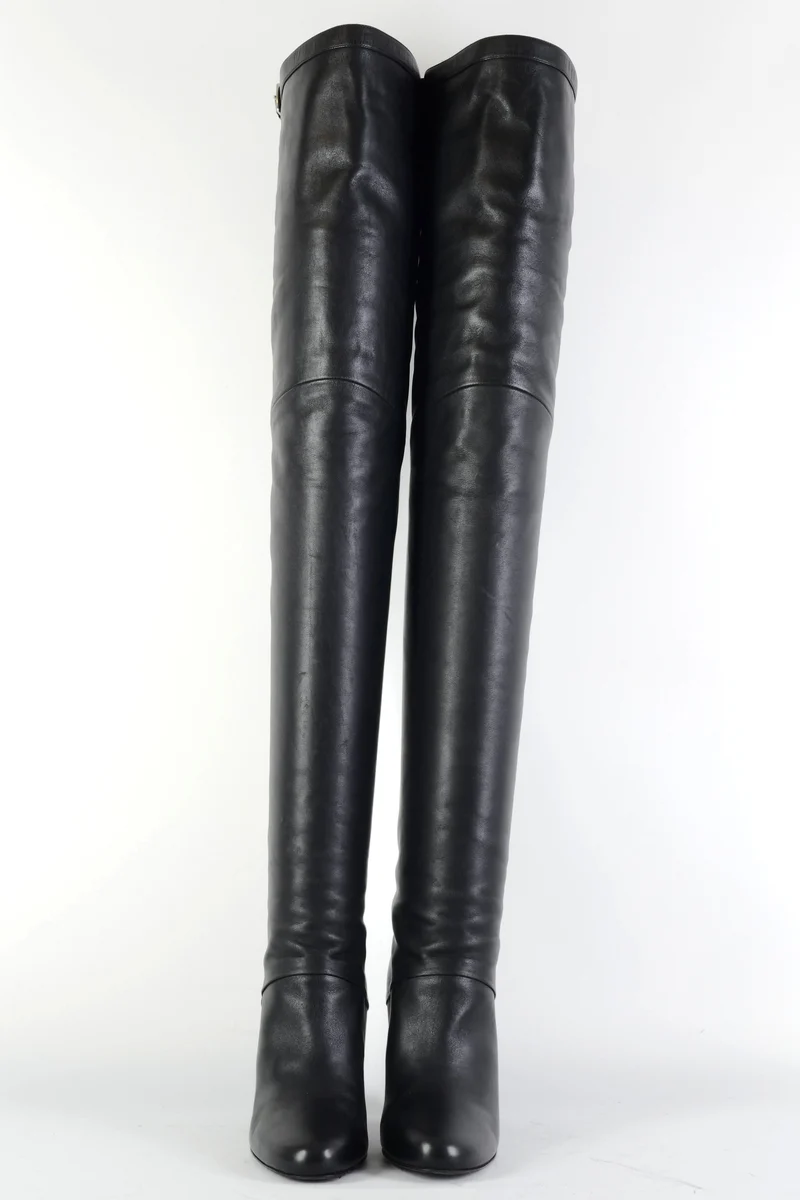 Overknees Leder schwarz