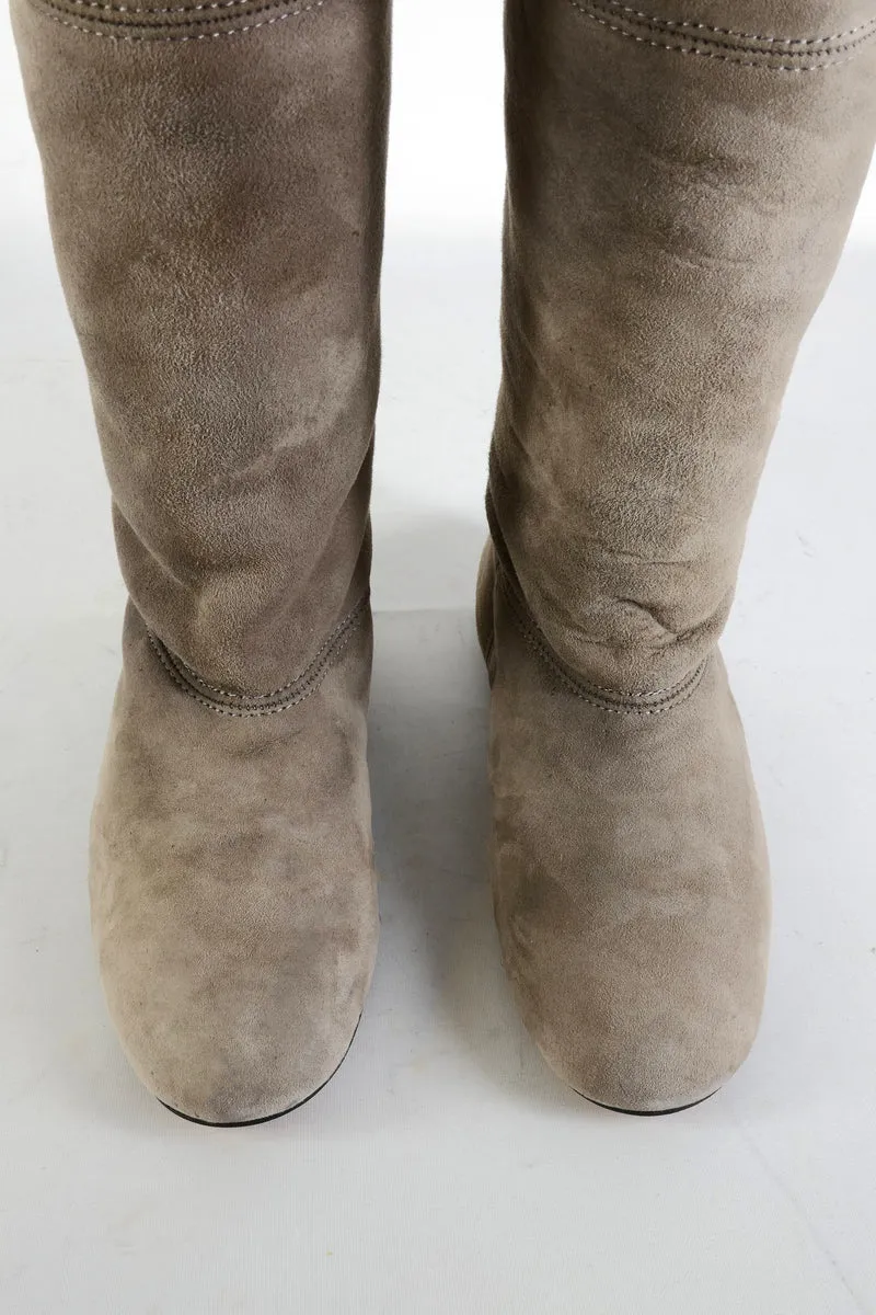Overknees Wildleder camel