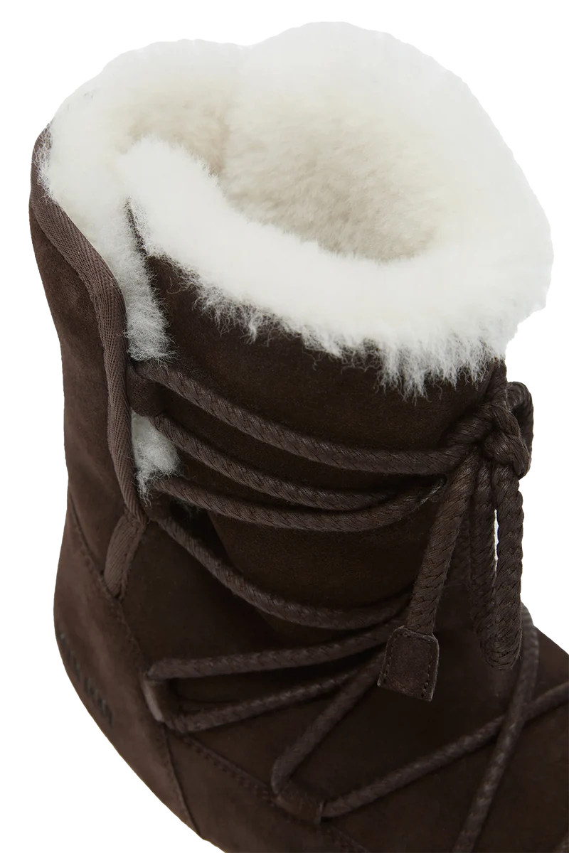 Moon Boot Damen Stiefel EVX aus Veloursleder und Shearling Dark Brown