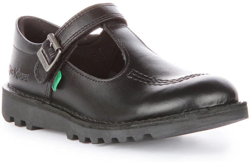 Kickers Kick T Velcro Leather In Black For Youth