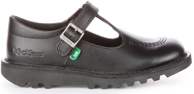 Kickers Kick T Velcro Leather In Black For Youth