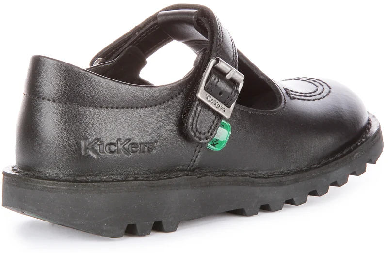 Kickers Kick T Velcro Leather In Black For Youth