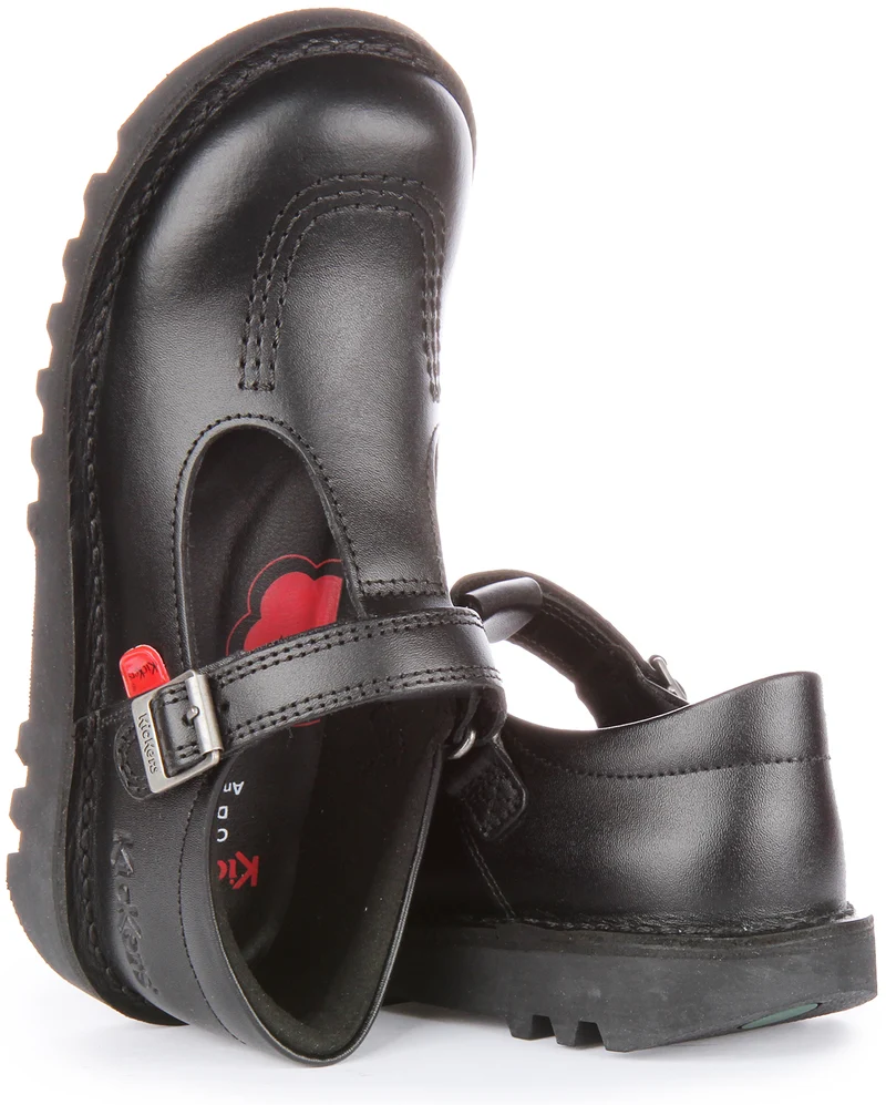 Kickers Kick T Velcro Leather In Black For Youth