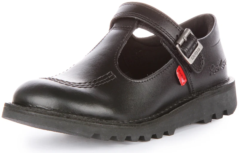 Kickers Kick T Velcro Leather In Black For Youth