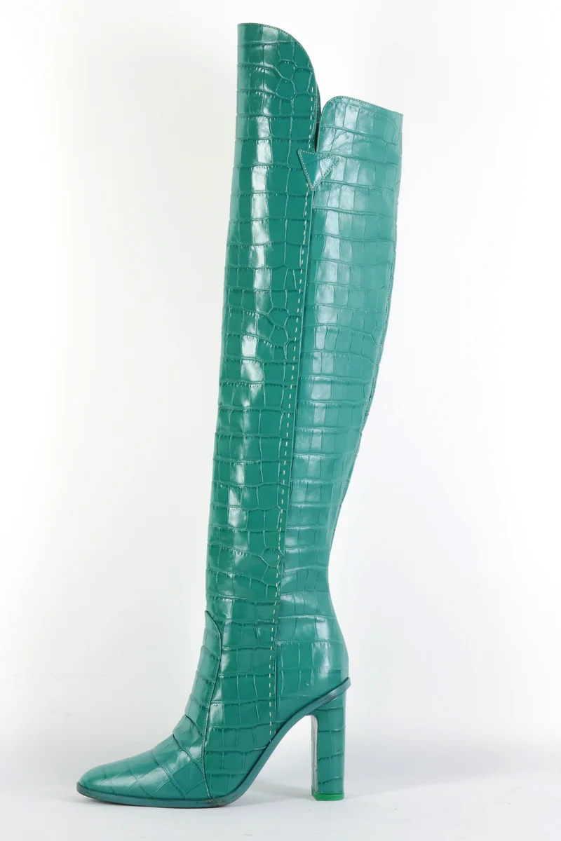 Overknees Leder grün