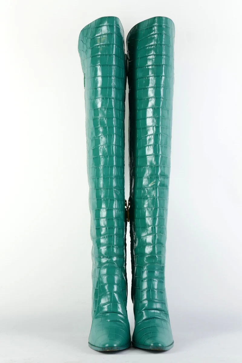 Overknees Leder grün