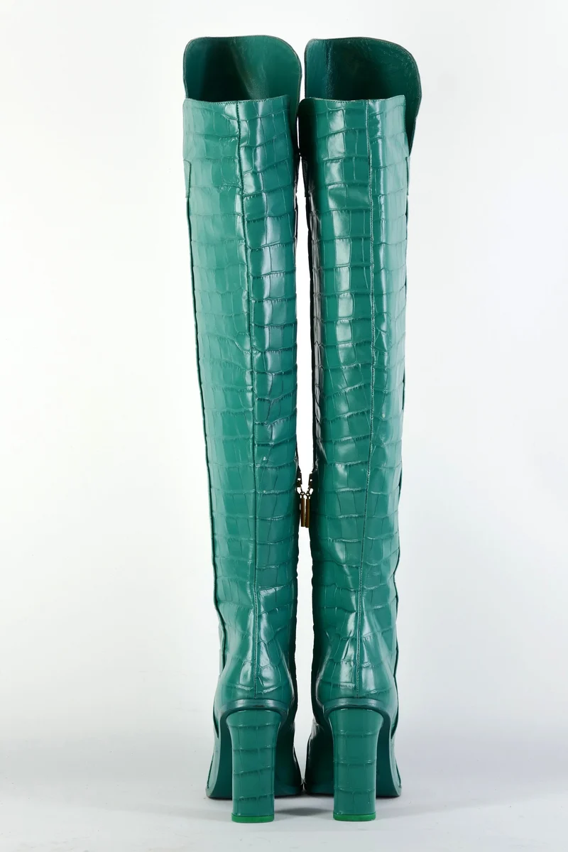Overknees Leder grün
