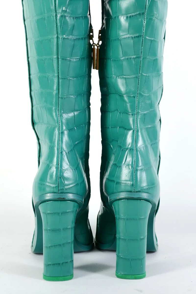 Overknees Leder grün