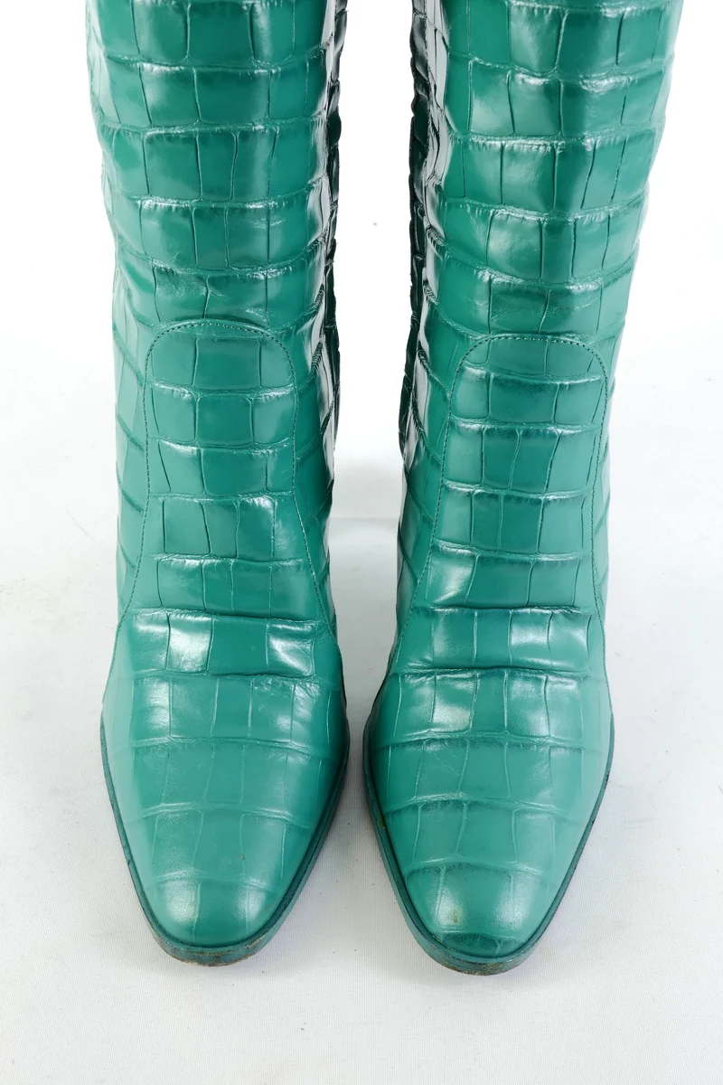 Overknees Leder grün