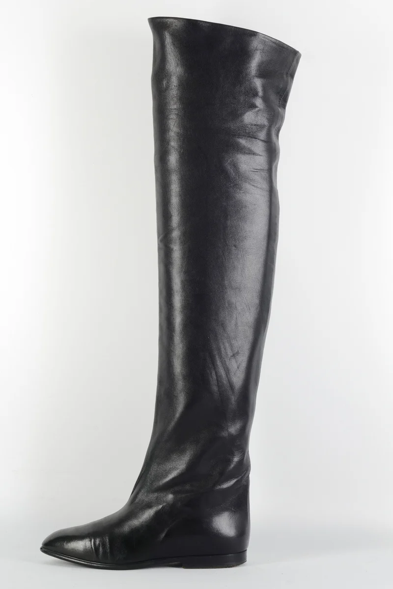 Vintage-Stiefel Leder schwarz