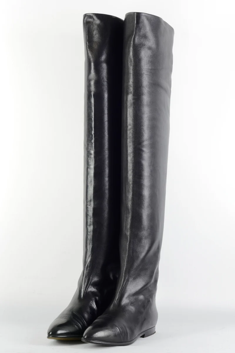 Vintage-Stiefel Leder schwarz