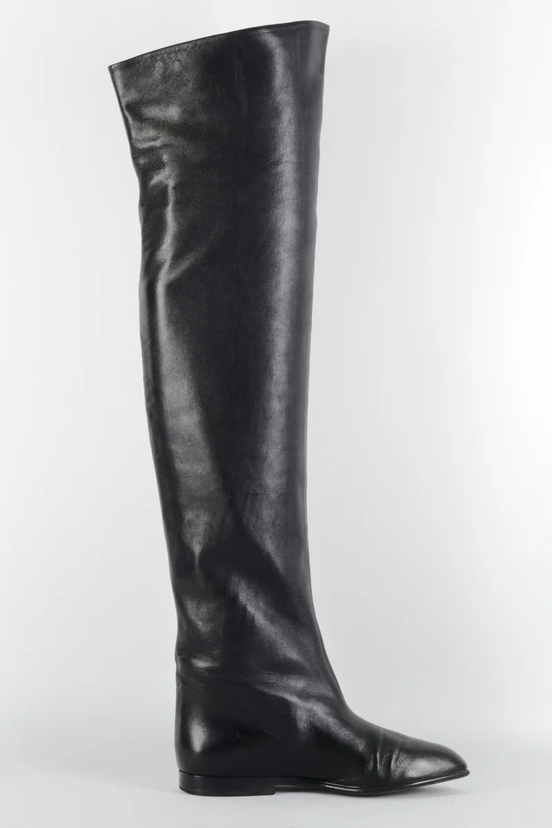 Vintage-Stiefel Leder schwarz