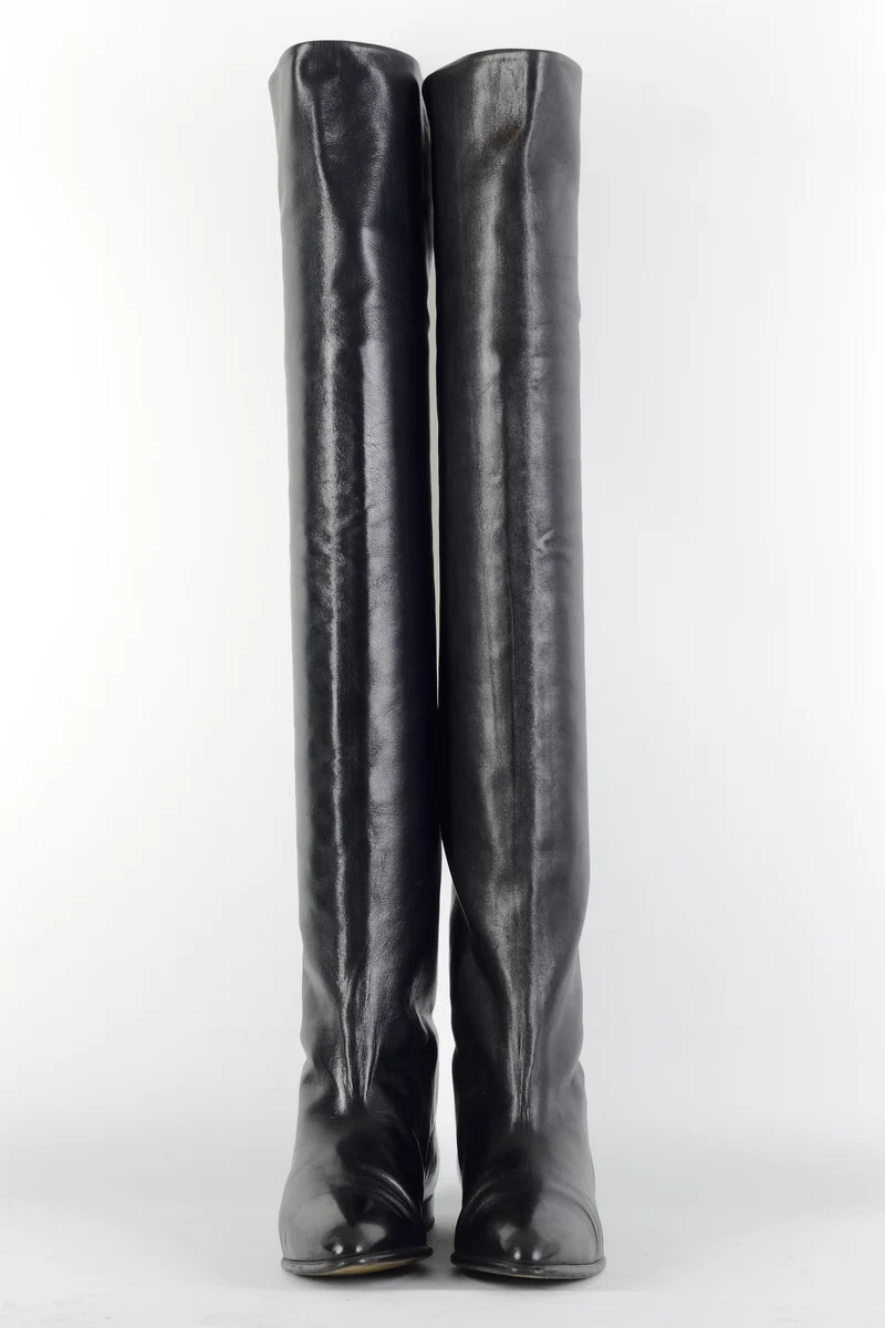 Vintage-Stiefel Leder schwarz