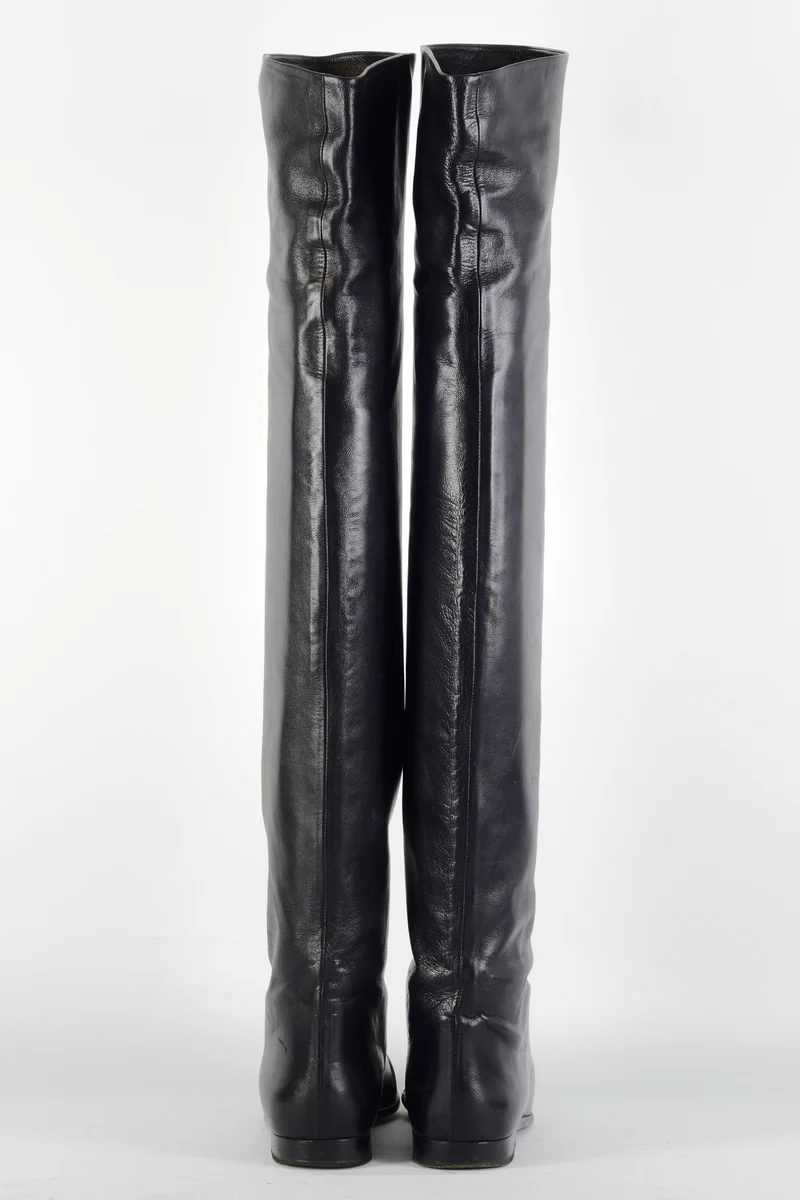 Vintage-Stiefel Leder schwarz