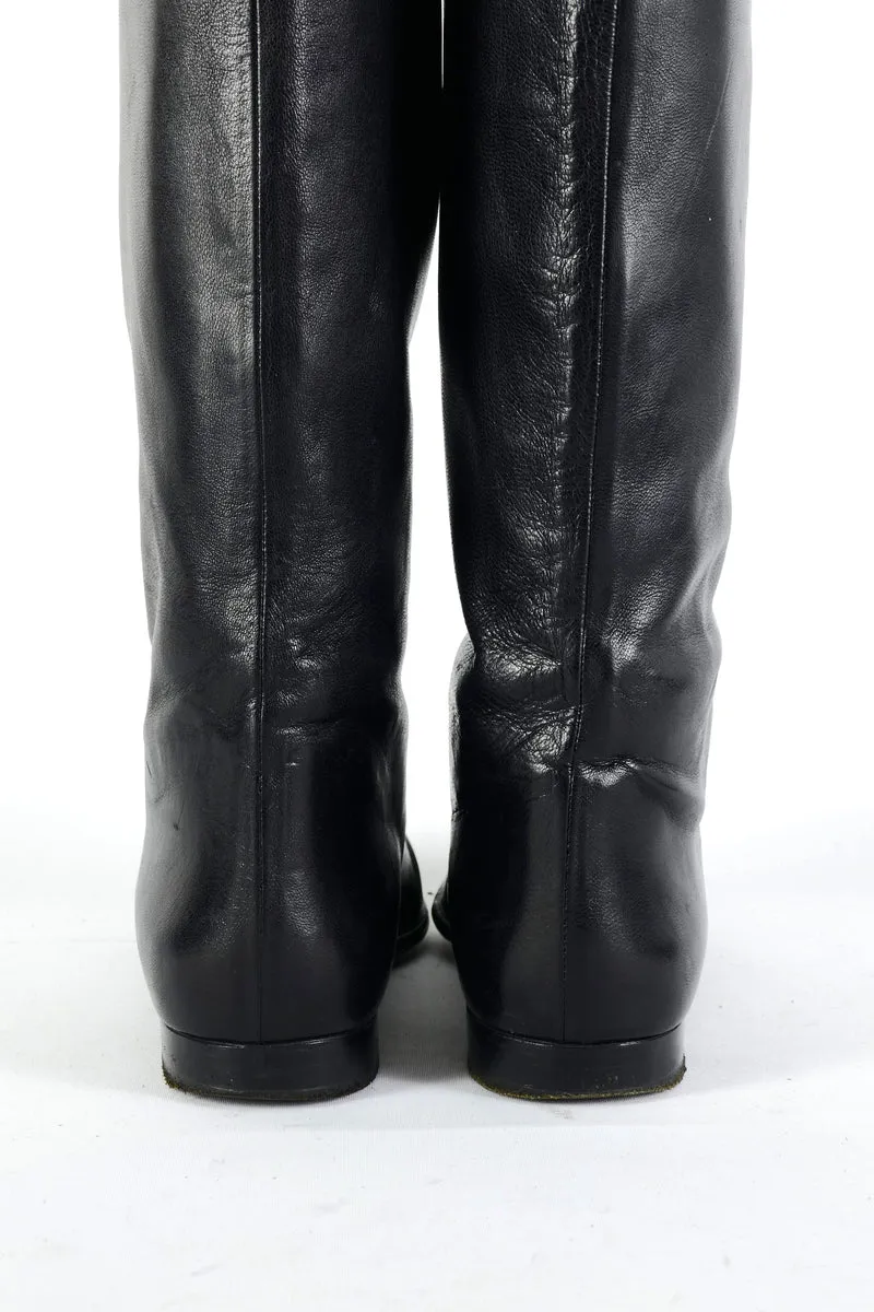 Vintage-Stiefel Leder schwarz