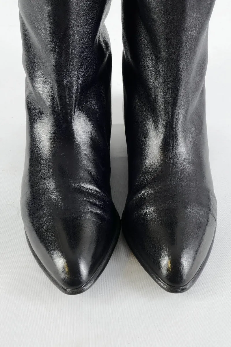 Vintage-Stiefel Leder schwarz