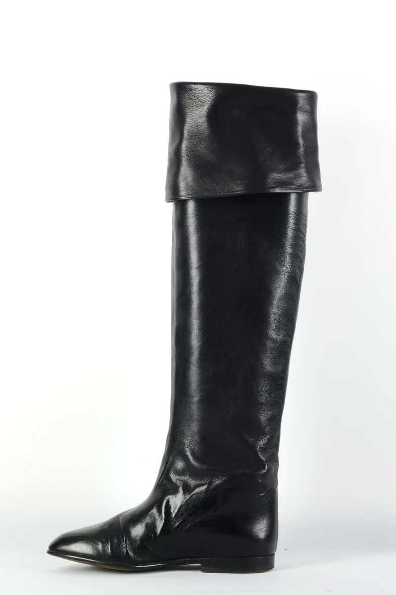 Vintage-Stiefel Leder schwarz