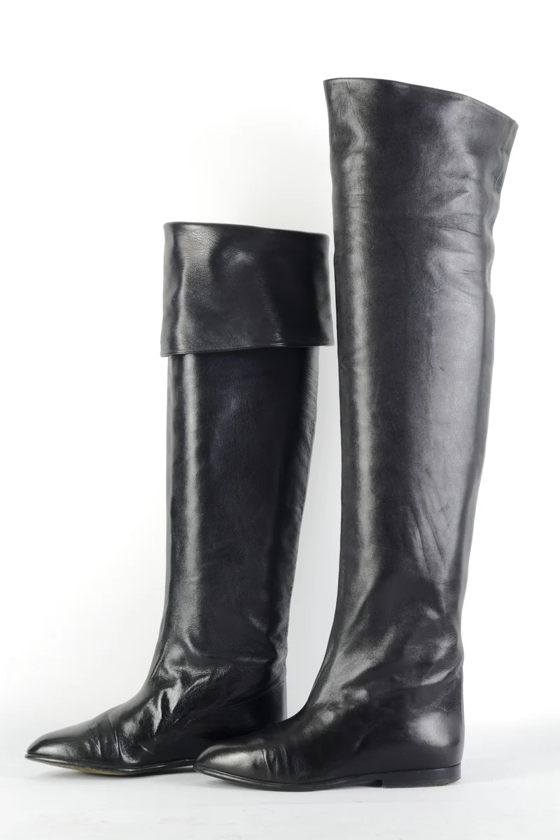 Vintage-Stiefel Leder schwarz