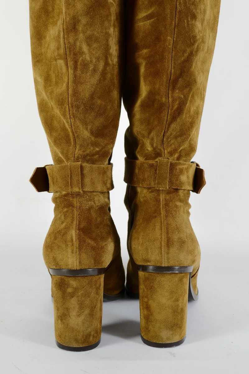 Overknees Wildleder oliv