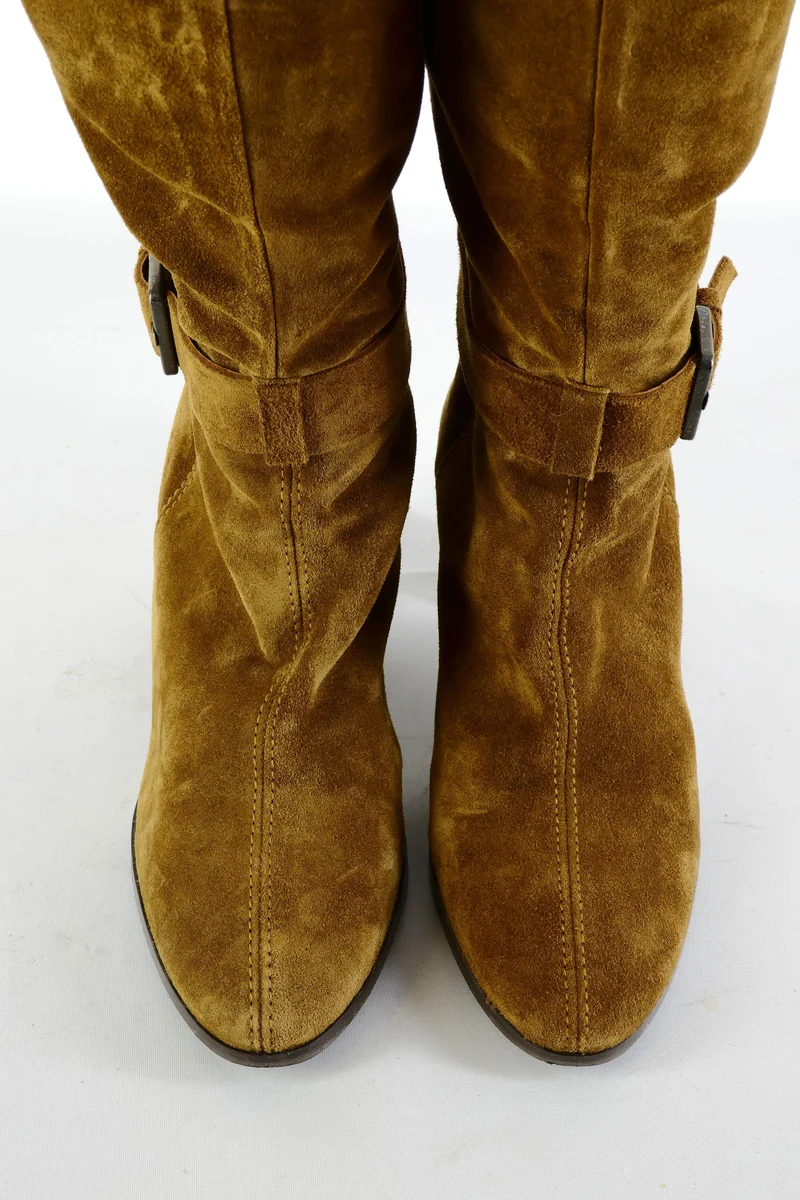 Overknees Wildleder oliv