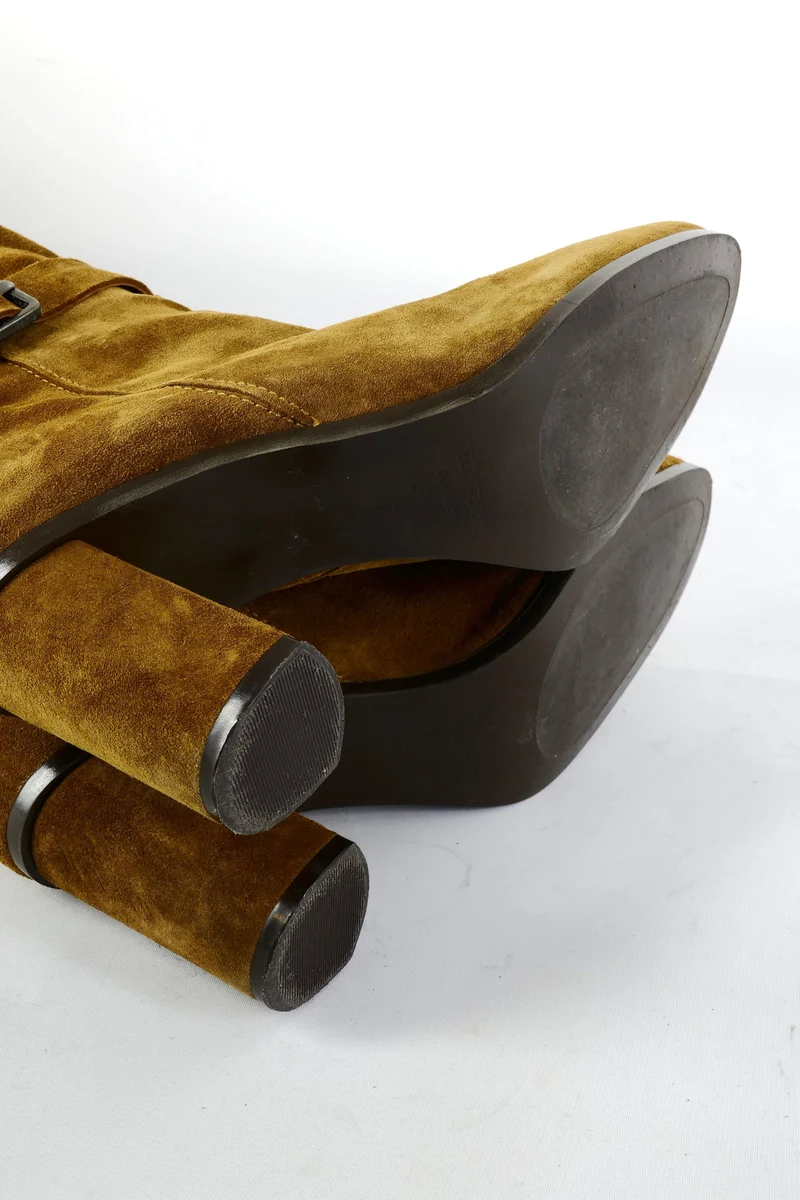 Overknees Wildleder oliv