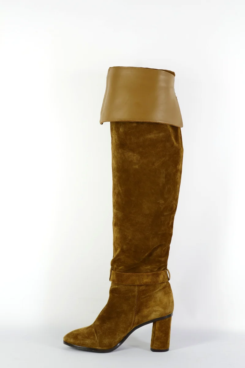 Overknees Wildleder oliv