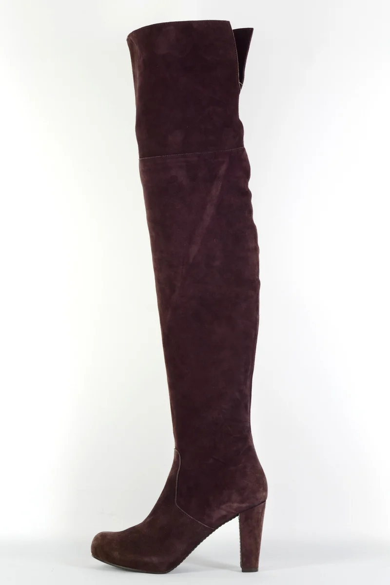Overknees Wildleder bordeaux