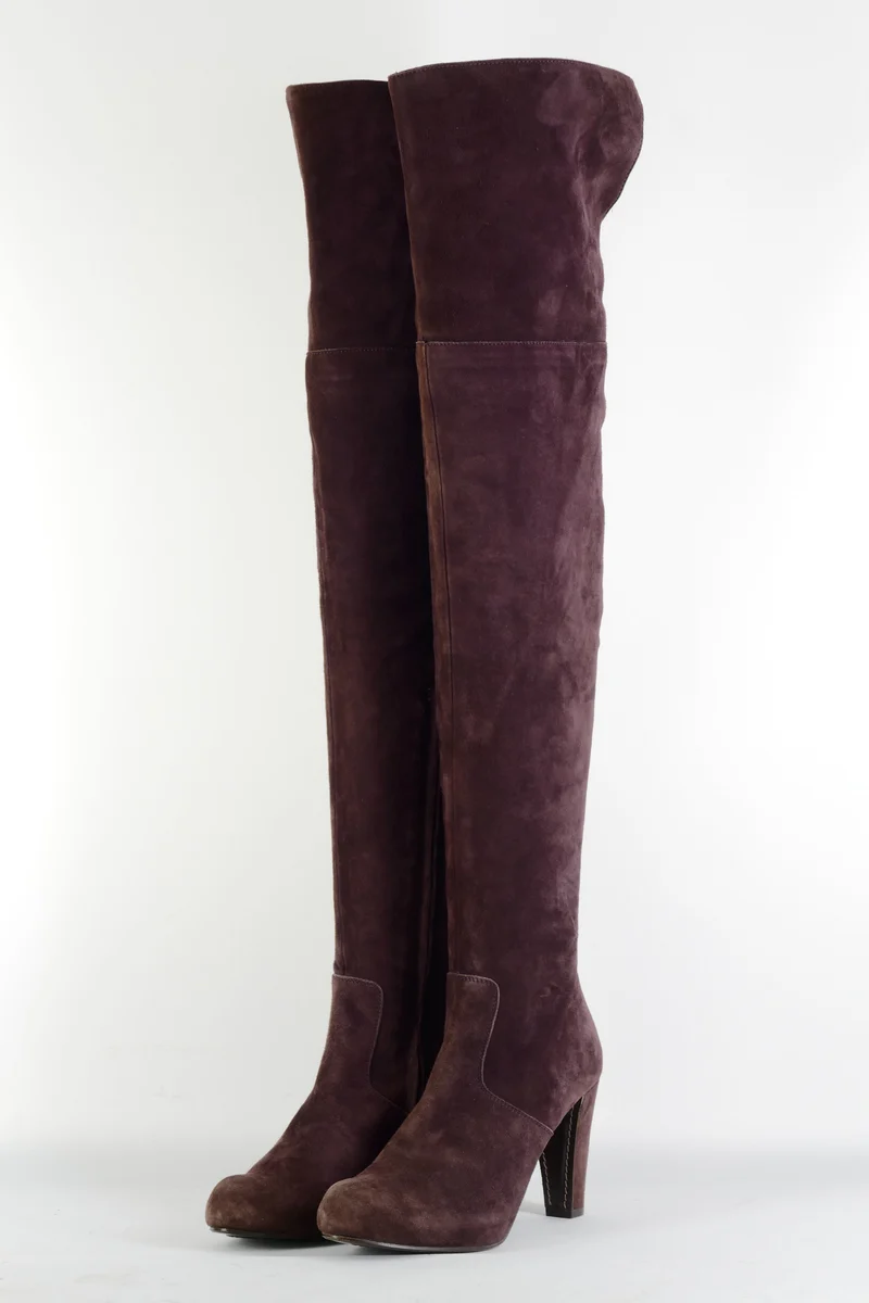 Overknees Wildleder bordeaux