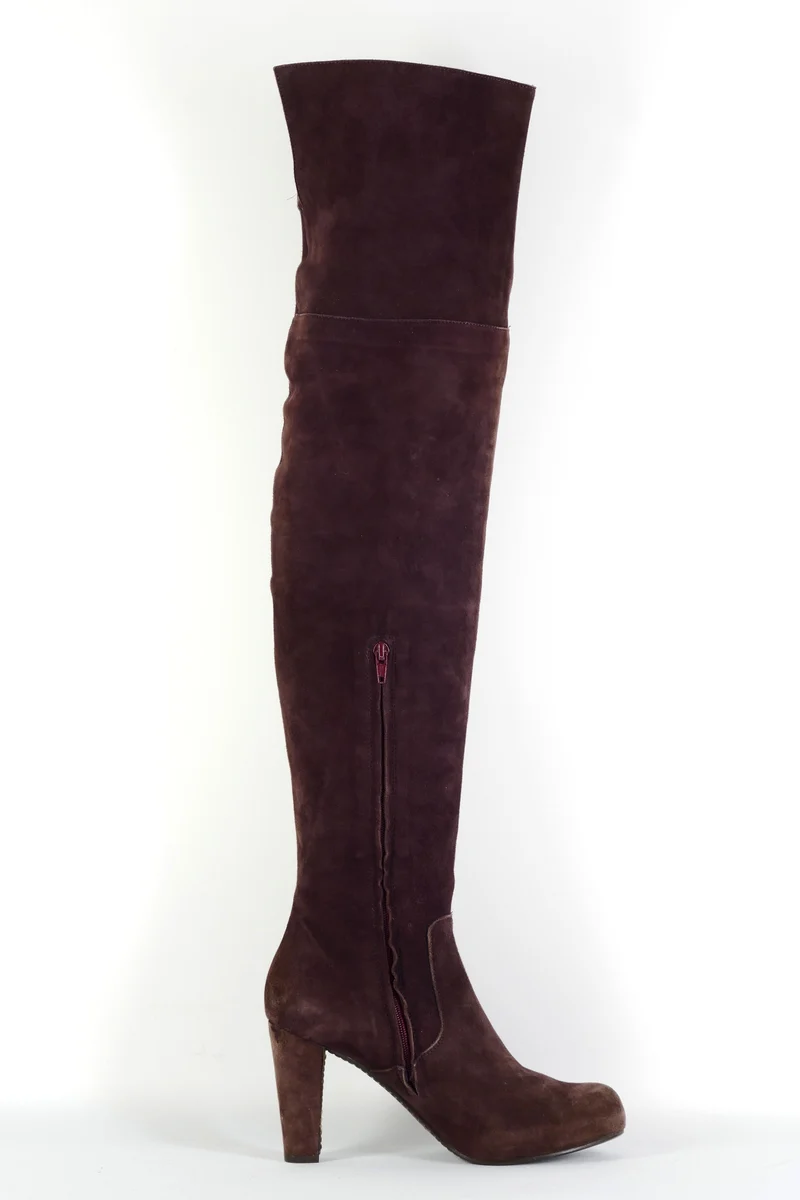 Overknees Wildleder bordeaux