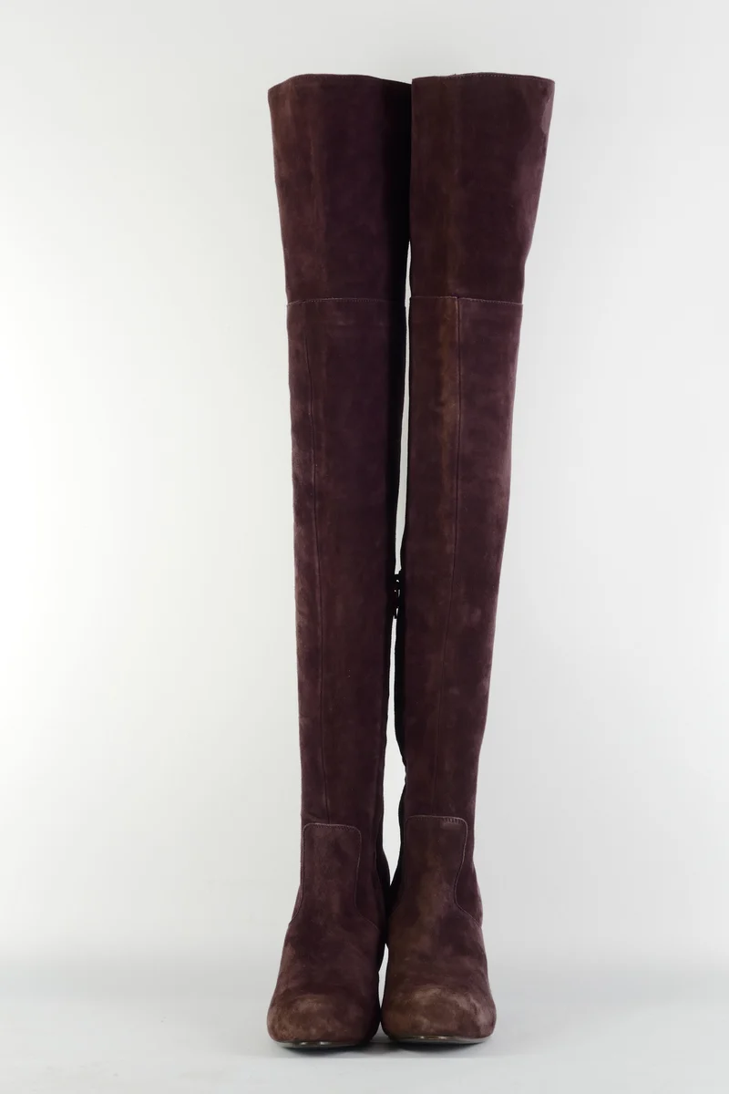 Overknees Wildleder bordeaux