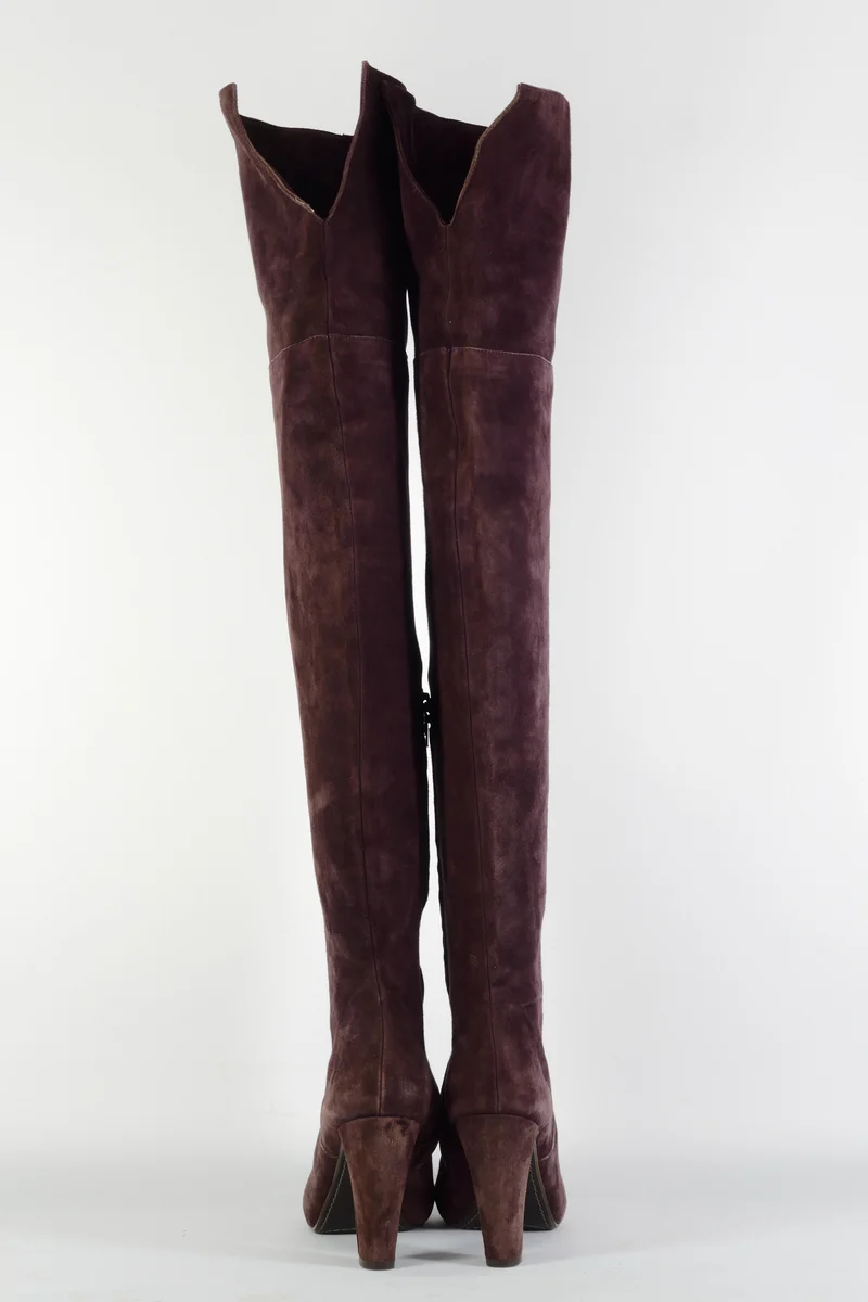 Overknees Wildleder bordeaux